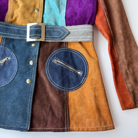 $800 Firm! VINTAGE 70s Patchwork Suede Jacket Boho Funky - Picture 7 of 16